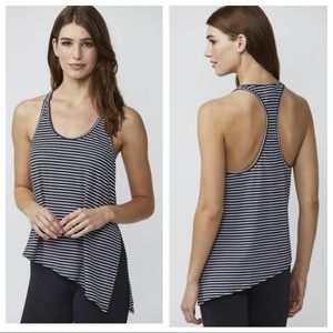 DYI Asymmetric Flow Tie Tank Black White Stripes